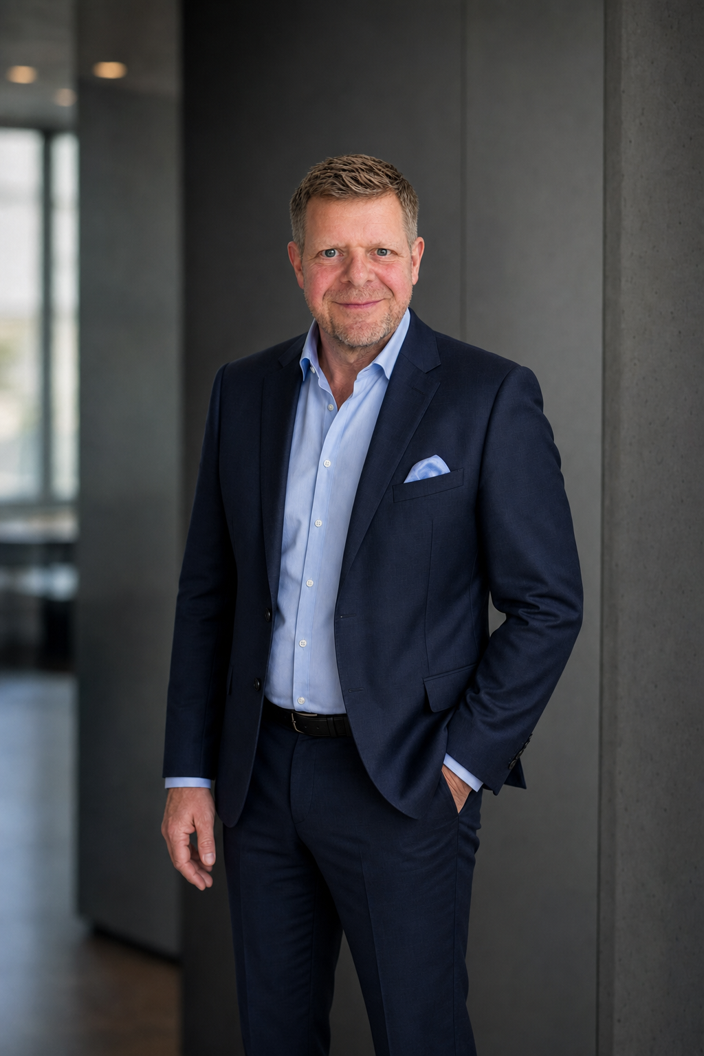 Andreas Bertram im dunkelblauen Anzug